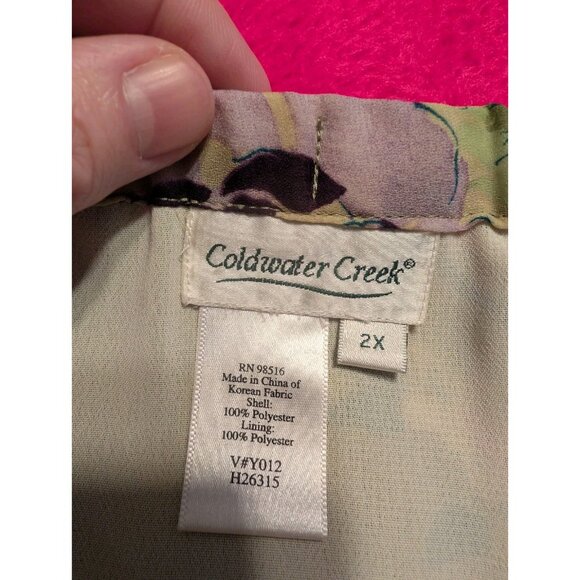 Coldwater Creek Skirt Size 2X Plus Green Purple Floral Midi Lined Flounce Hem... - Picture 5 of 5